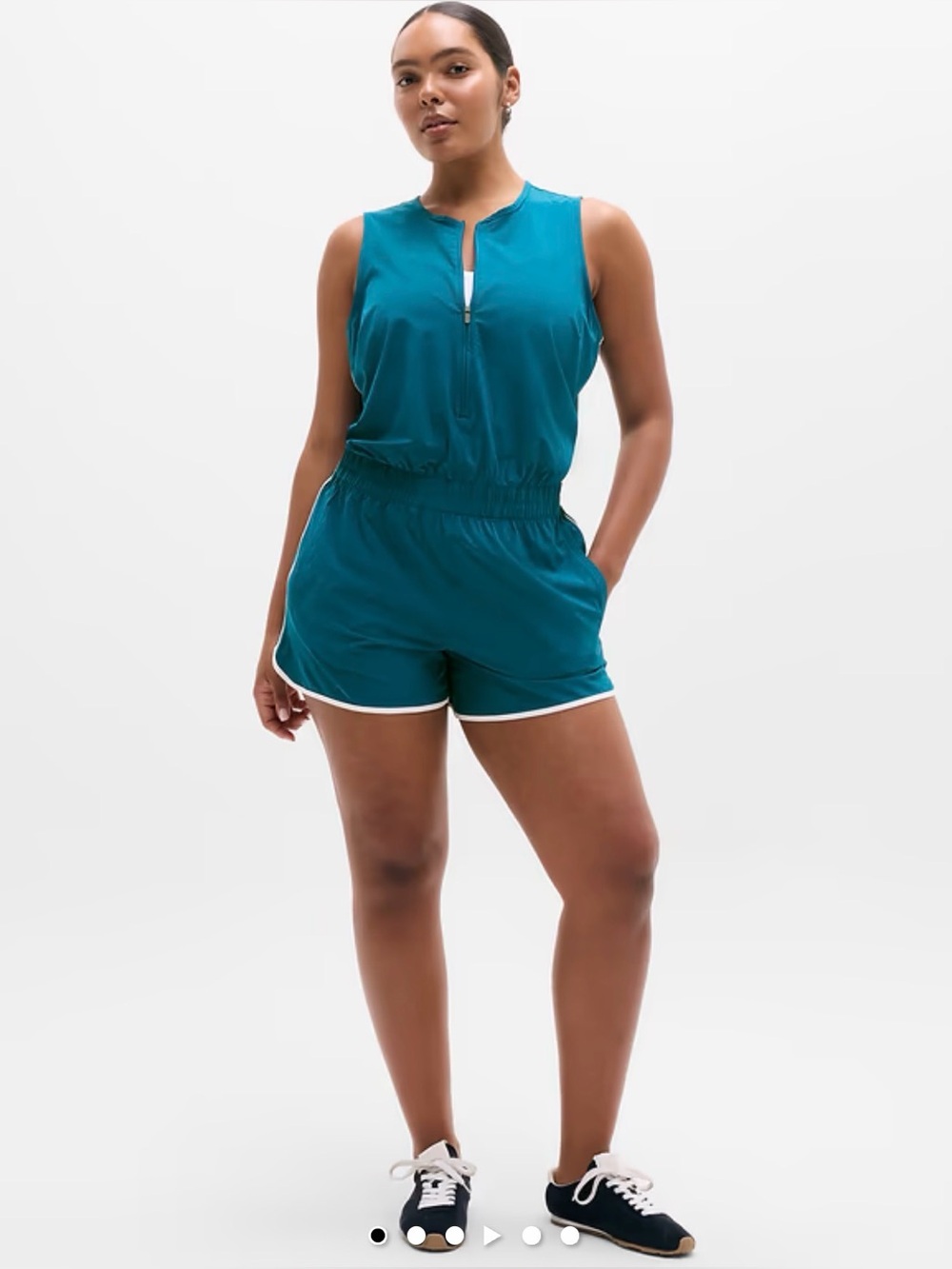 Athleta Teal Sleeveless Women One-Piece Romper